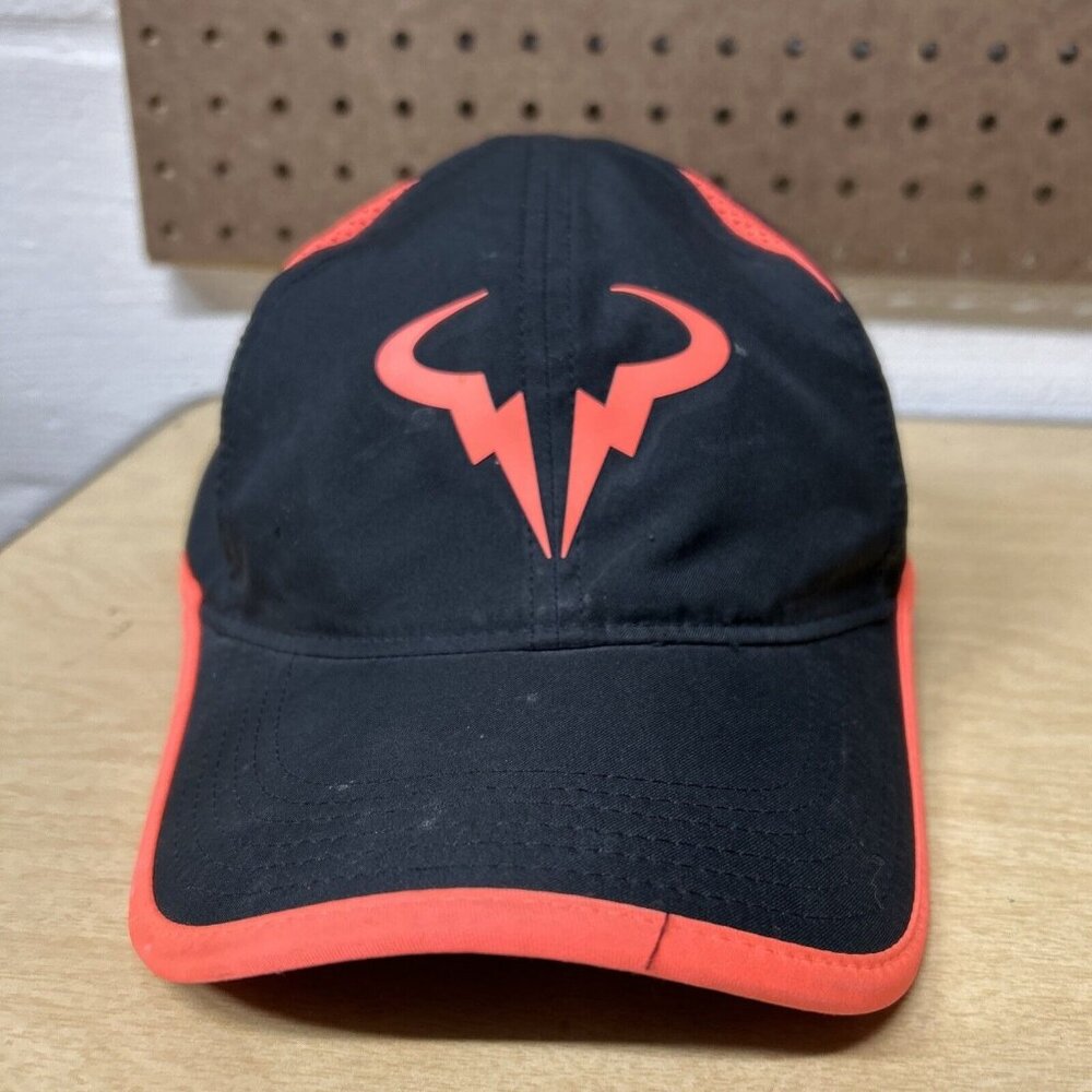 Nike Rafa Black Coral Dri Fit Featherlight Hat Baseball Hot Lava Tennis